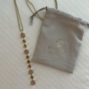 Kendra Scott Rose Quartz with Gold Long Pendant Necklace